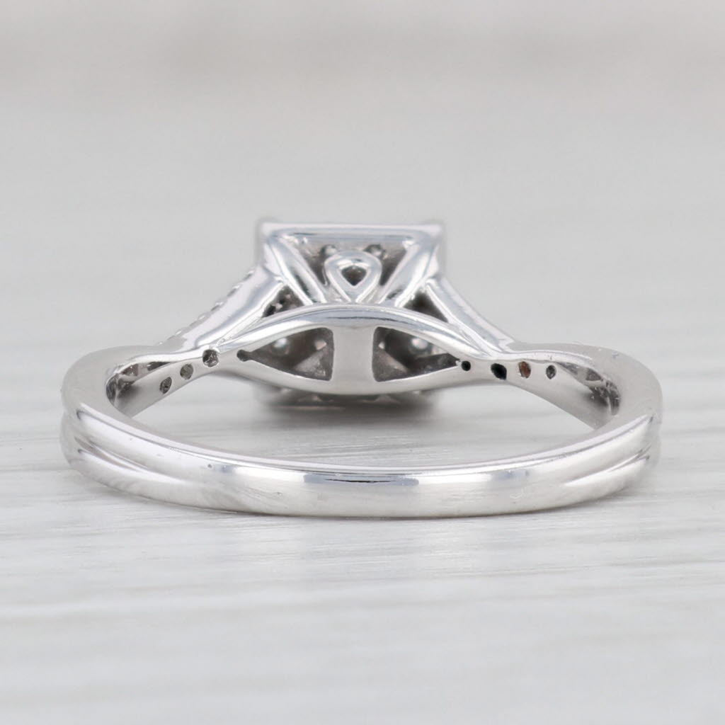 Light Gray 0.34ctw Princess Diamond Engagement Ring 10k White Gold Size 7 Cathedral Band