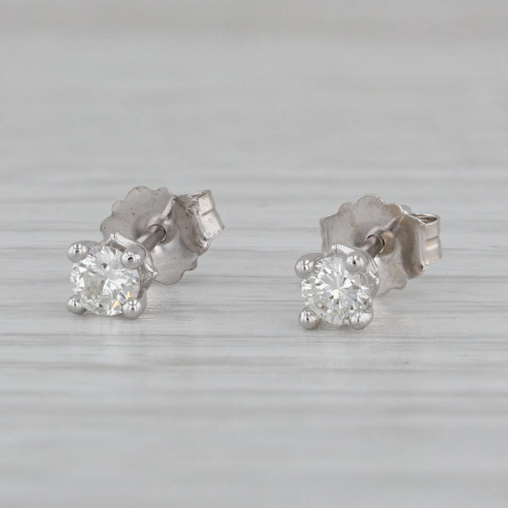 Gray New 0.20ctw VS2 Diamond Stud Earrings 14k White Gold Round Solitaire Studs
