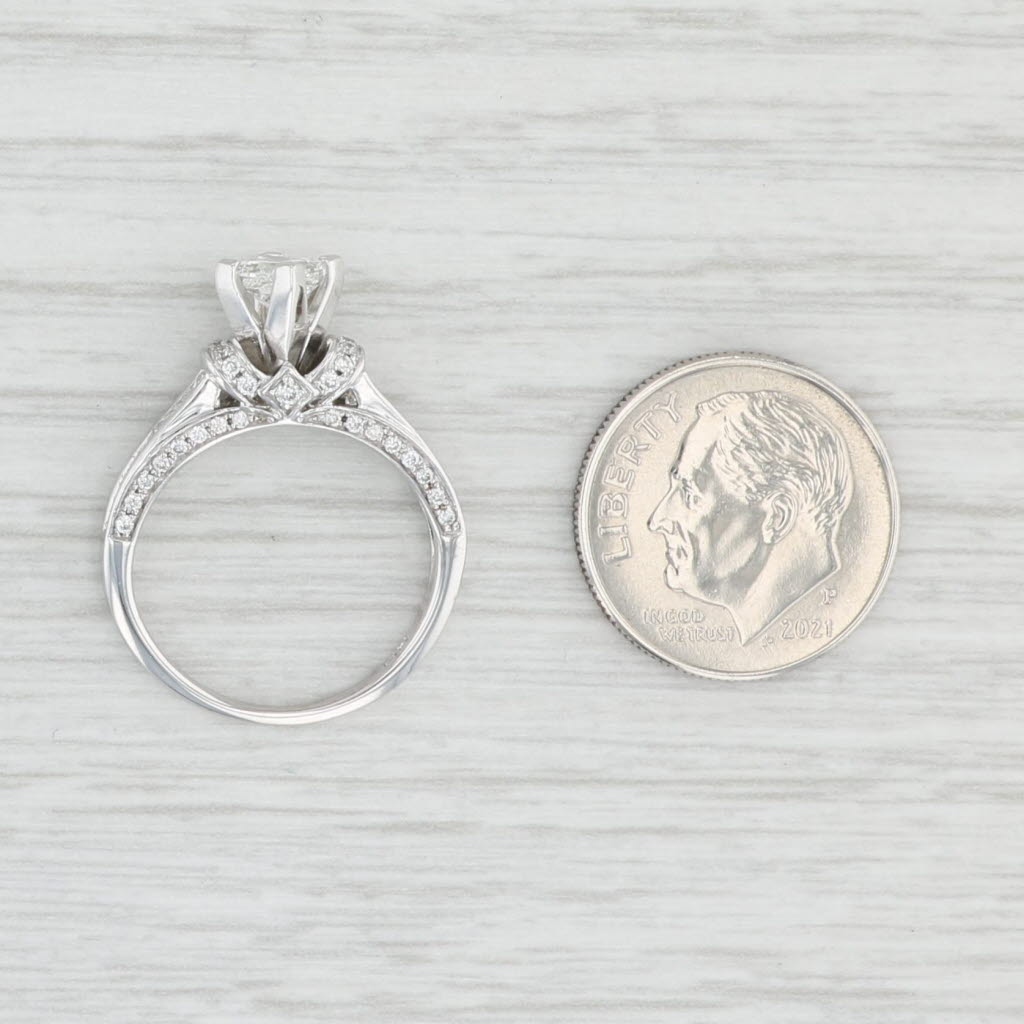 Light Gray 1.12ctw Princess Diamond Engagement Ring 14k White Gold Size 5 Diamond Bridge