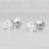 Light Gray New 3.02ctw Diamond Stud Earrings Platinum Round Brilliant Solitaire Studs GIA