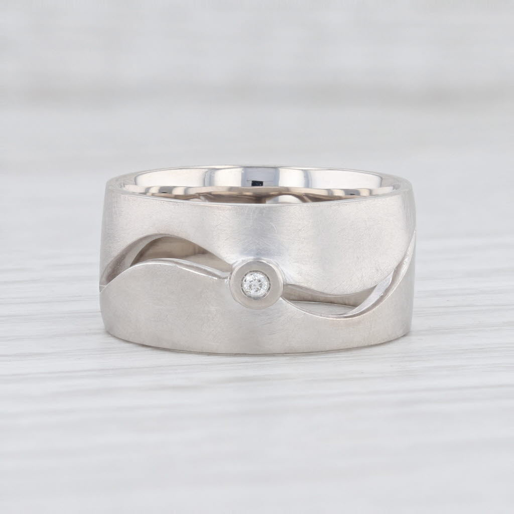Light Gray New Bastian Inverun Ring Sterling Silver Curved Cutout Diamond 12886 Size 54 7