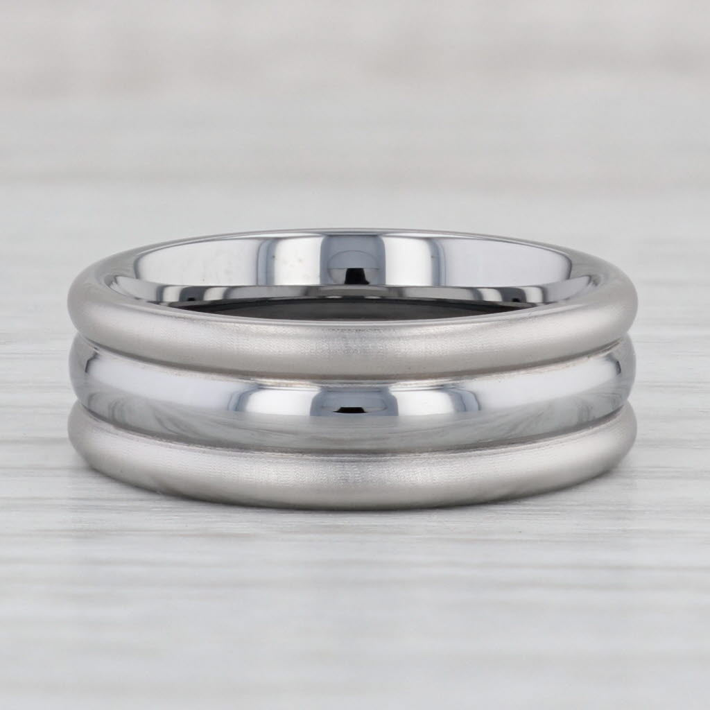 Gray New Beveled Tungsten Men's Ring Size 10 Wedding Band