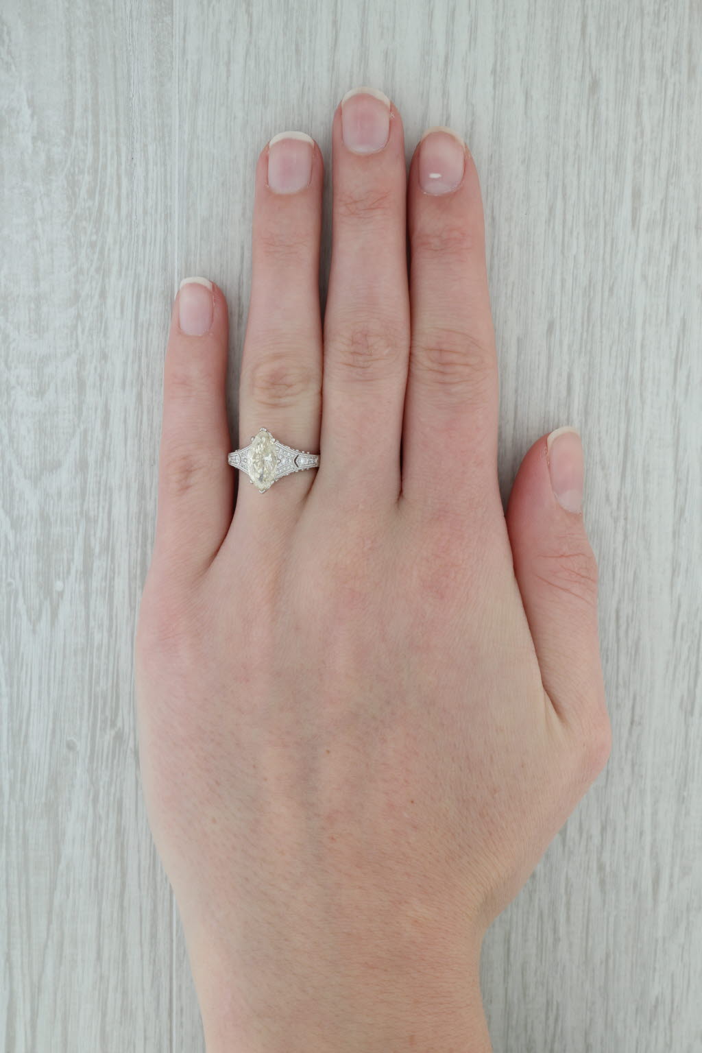 Dark Gray New 2.23ctw Diamond Marquise Solitaire Engagement Ring 14k White Gold Size 6.5