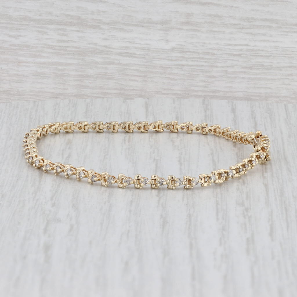 Light Gray 0.80ctw Diamond Tennis Bracelet 14k Yellow Gold 7" 3mm
