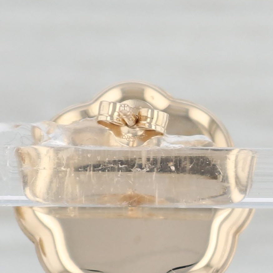 Gray Pinwheel Swirl Button Earrings 14k Yellow Gold Pierced Studs