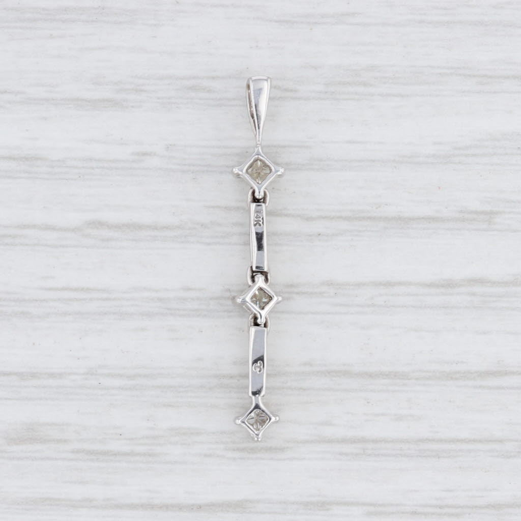 Light Gray New 0.25ctw Diamond Journey Pendant 14k White Gold 3-Stone Drop