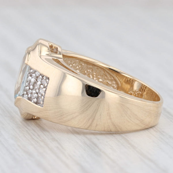 Light Gray 1.90ctw Oval Aquamarine Diamond Ring 14k Yellow Gold Size 7.75