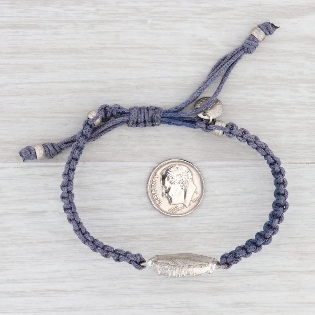 Light Gray New Nina Nguyen White Druzy Quartz Blue Woven Cord Bracelet Adjustable 6-9"