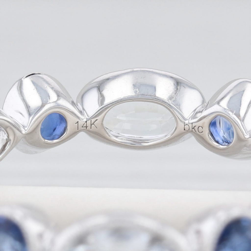 Light Gray New Beverley K Blue White Sapphire Eternity Band 14k White Gold Stackable Ring