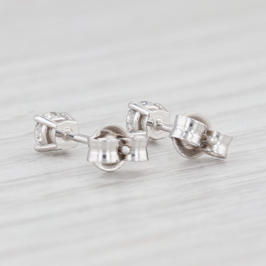 Light Gray New Small 0.35ctw Diamond Stud Earrings 14k White Gold Round Cut Solitaire