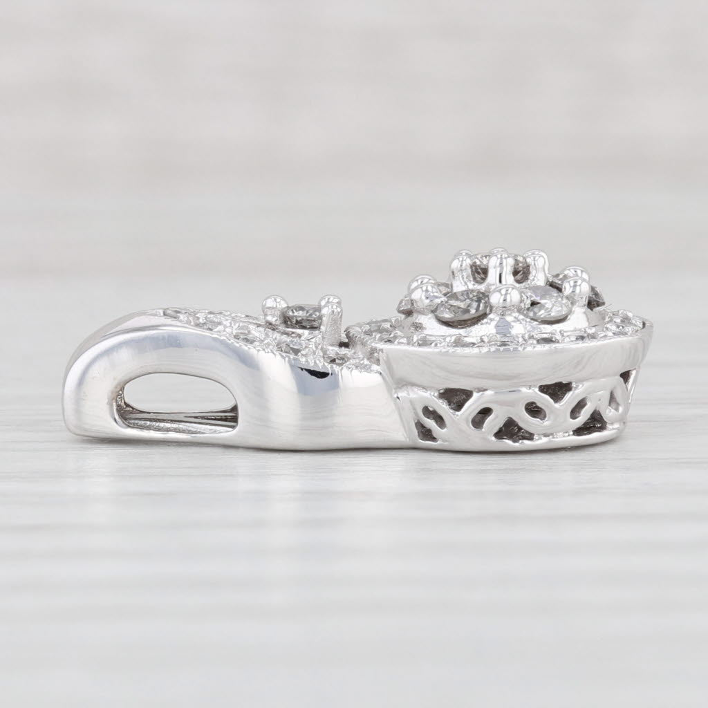 Light Gray 0.90ctw Diamond Cluster Pendant 10k White Gold Drop
