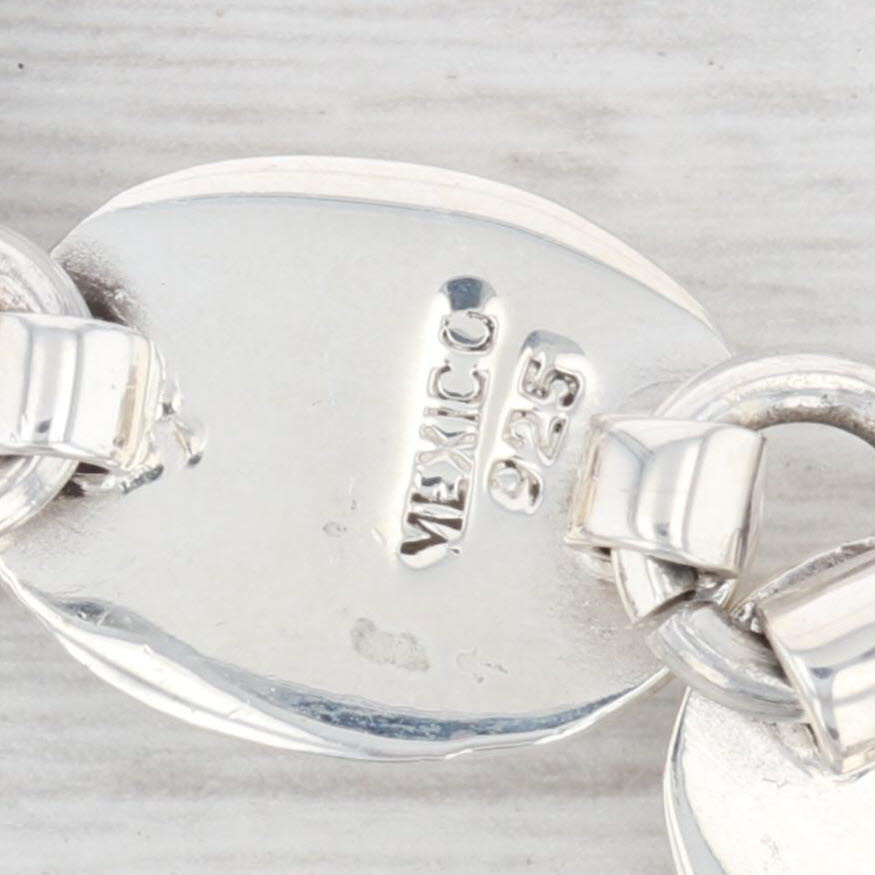 Light Gray New Black Resin Oval Link Bracelet Sterling Silver 7.5” 12.3mm Toggle Clasp