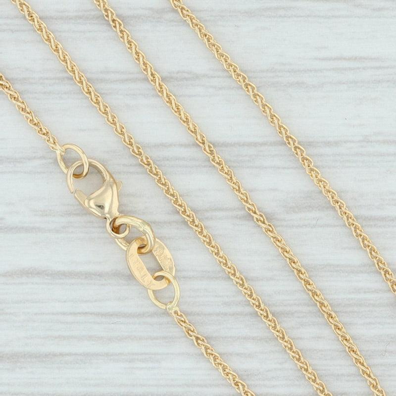 Light Gray New Spiga Wheat Chain Necklace 18k Yellow Gold 22" 0.9mm Italian Lobster Clasp