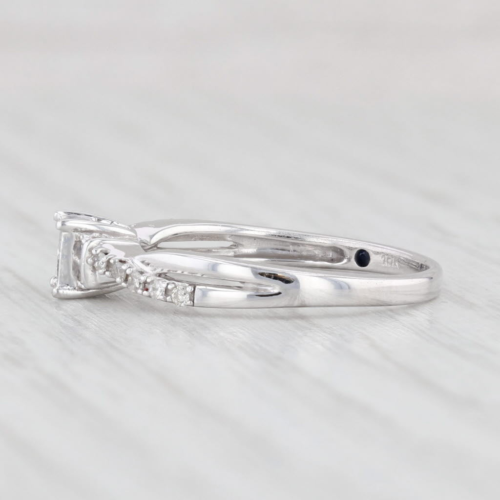 Light Gray 0.23ctw Princess Diamond Engagement Ring 10k White Gold Size 6.75