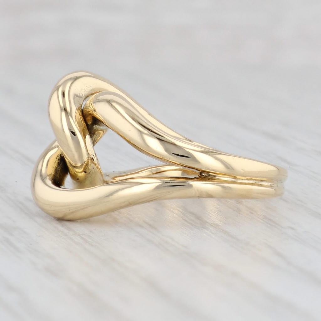 Light Gray Knot Ring Solid 18k Yellow Gold Size 5.5 Statement