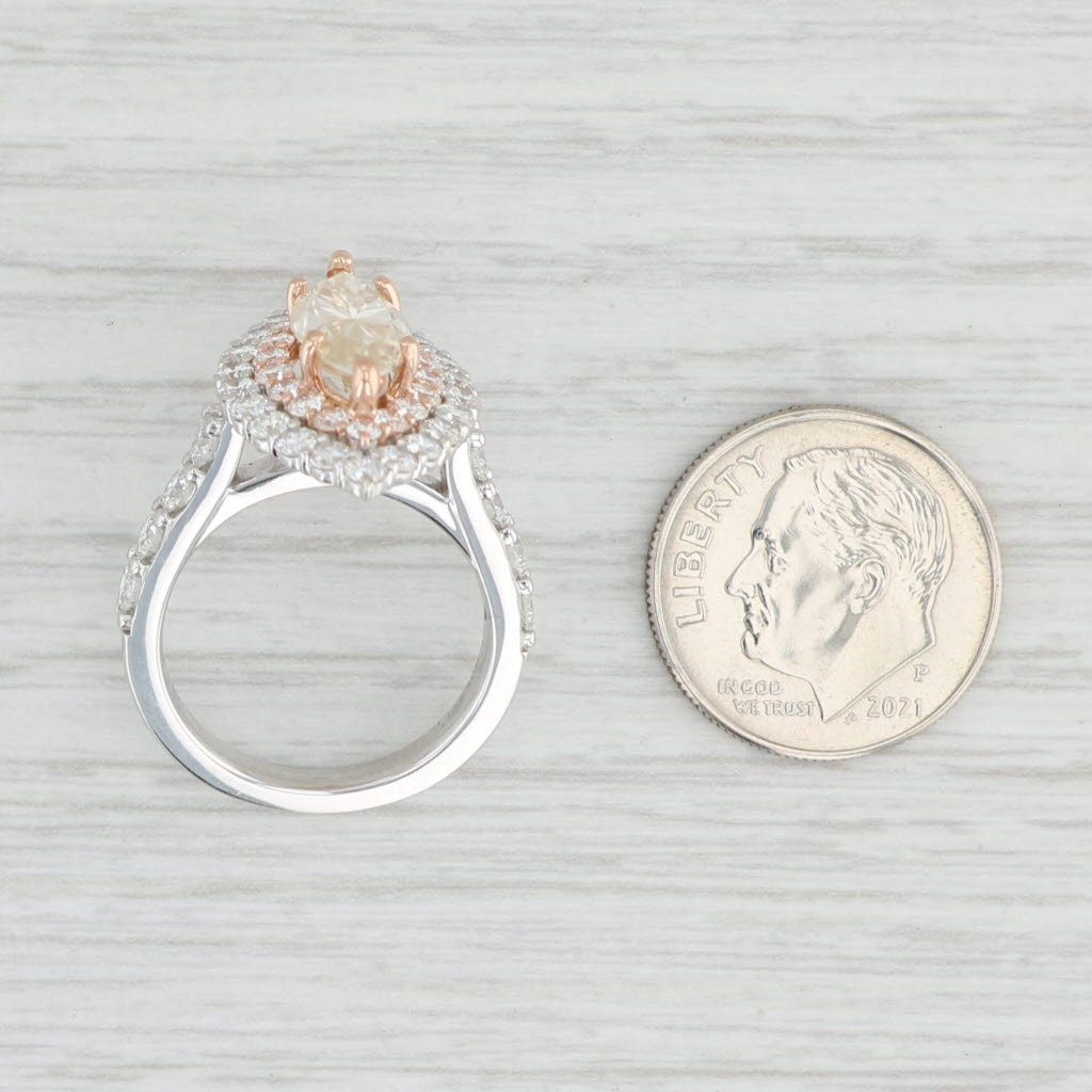 Light Gray Gabriel & Co 3.44ctw Moissanite Marquise Sapphire Diamond Halo Ring 14k Gold