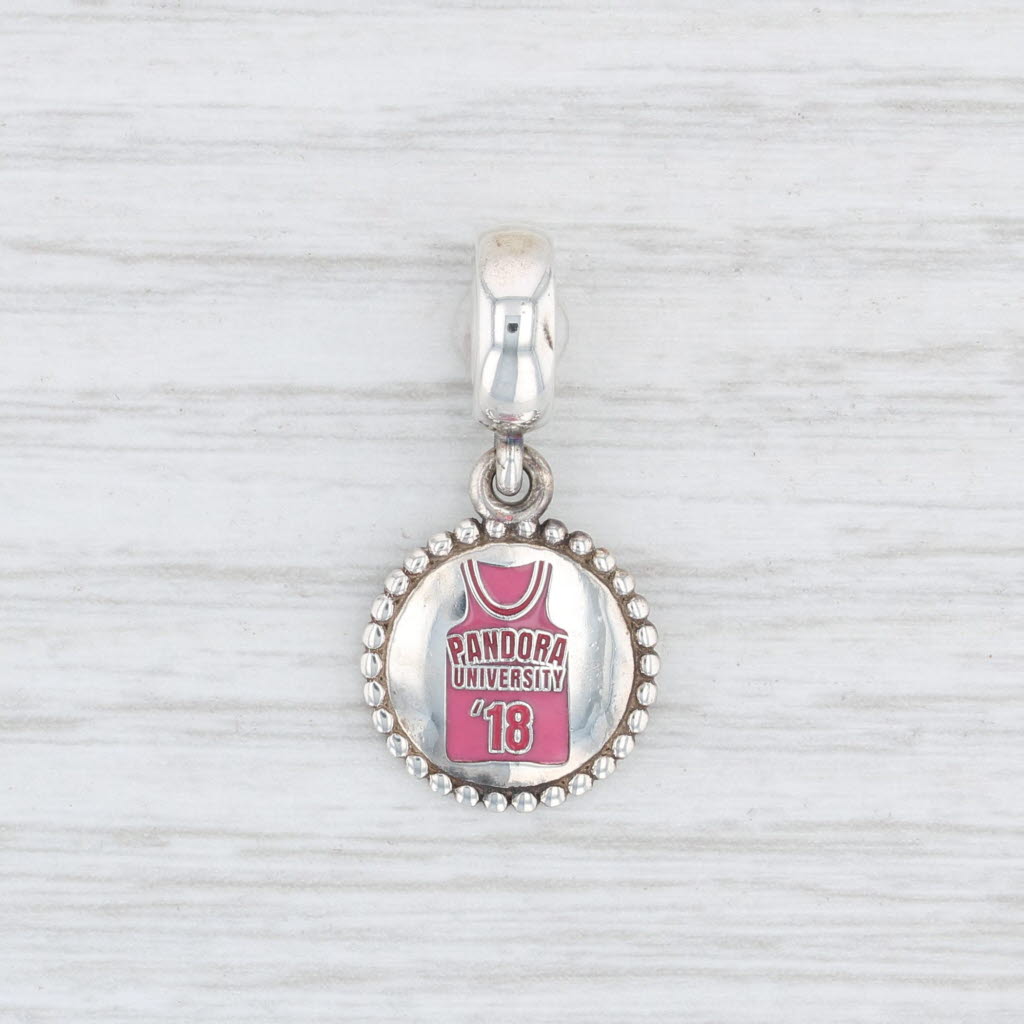 Light Gray New Authentic Pandora University '18 Dangle Charm ENG791169_36 Pink Jersey