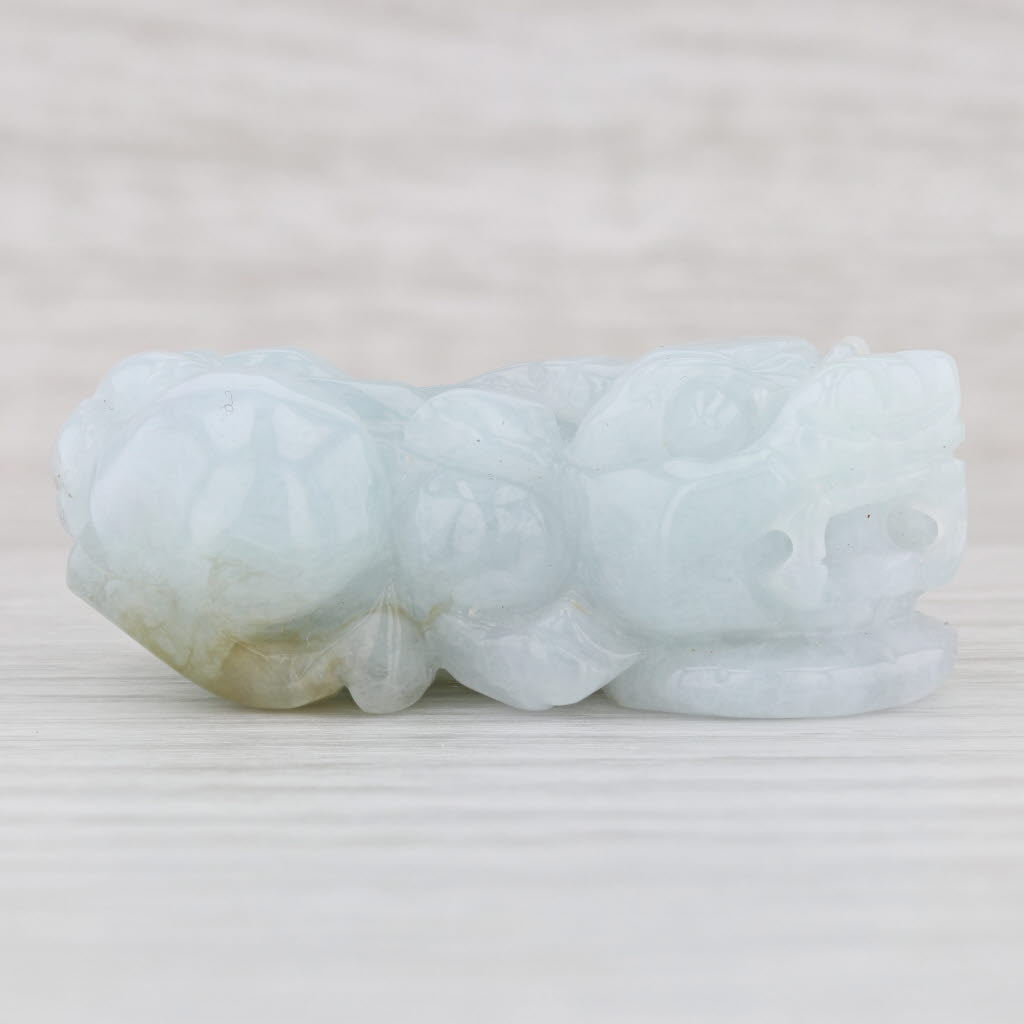 Light Gray New Jadeite Jade Pi Yao Pixiu Mythical Chinese Creature Good Fortune Protector