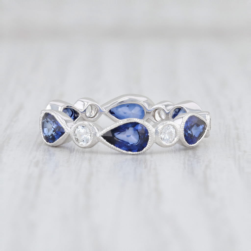 Light Gray New Beverley K Blue White Sapphire Eternity Band 14k Gold Stackable Ring SZ 6.25