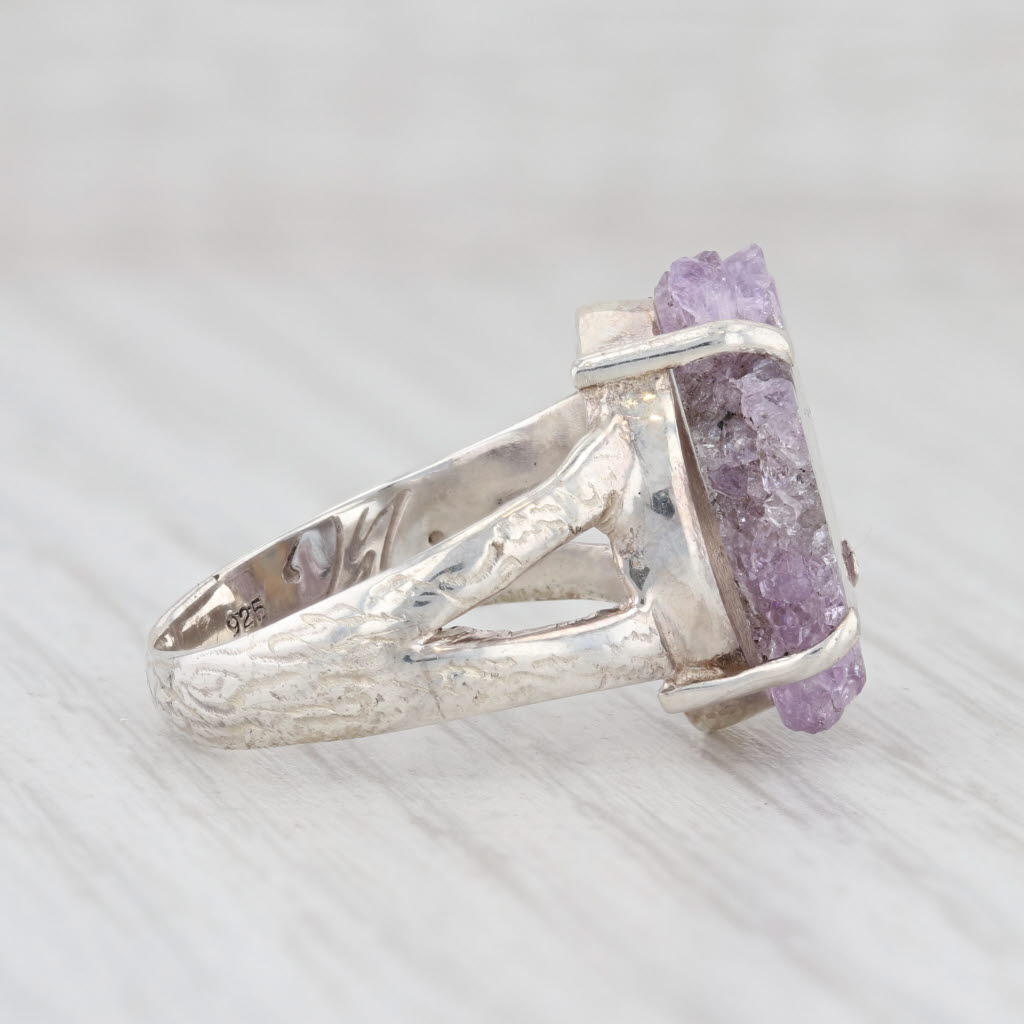 Light Gray New Nina Nguyen Amethyst Geode Slice Sterling Silver Size 7 Statement