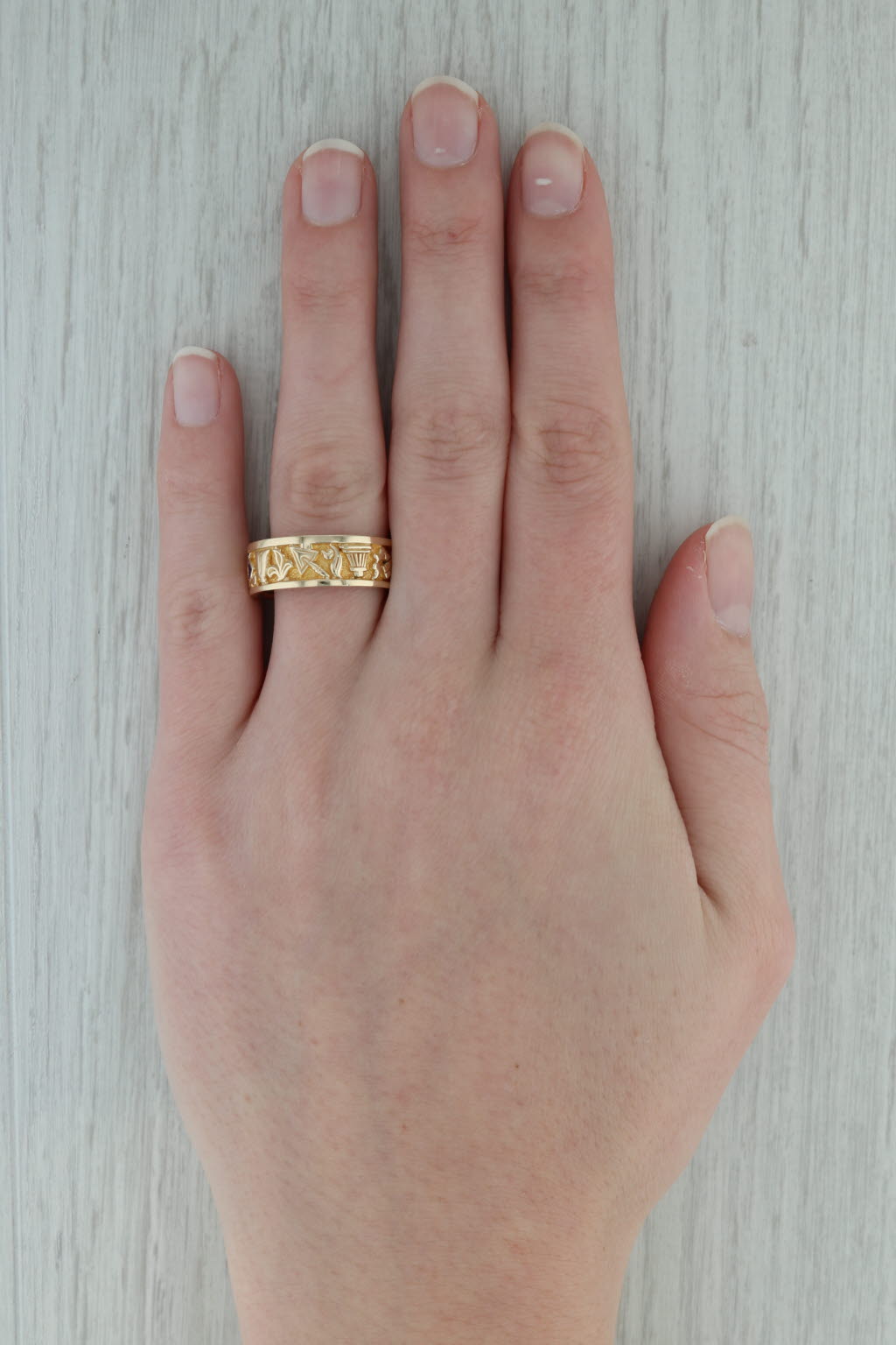 Dark Gray Symbolic Masonic Ring 10k Gold Size 9 Band Masonry Working Tools Blue Lodge Signet