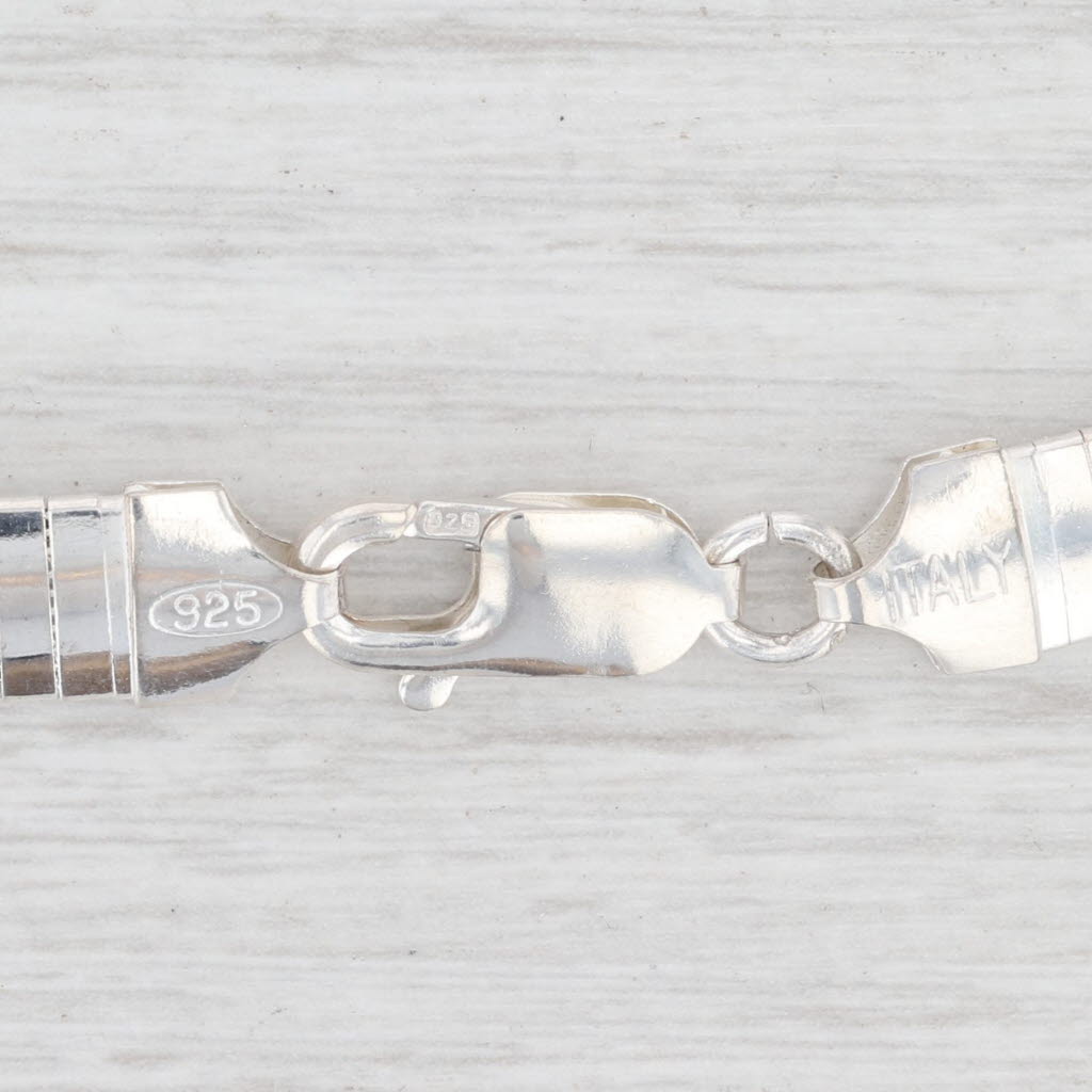 Light Gray New Omega Chain Necklace Sterling Silver 21" 7mm Lobster Clasp Italy 925