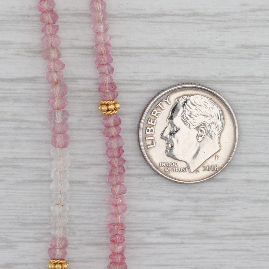 Gray New Nina Nguyen Long Harmony Pink Topaz Bead Necklace Sterling Gold Vermeil