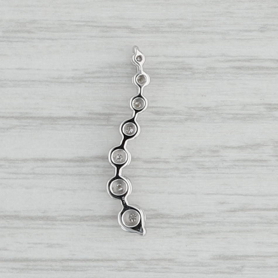 Light Gray Graduated Diamond Journey Drop Pendant 10k White Gold