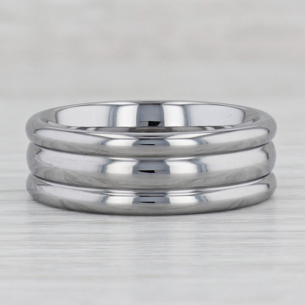 Gray New Beveled Tungsten Carbide Men's Ring Size 10 Wedding Band