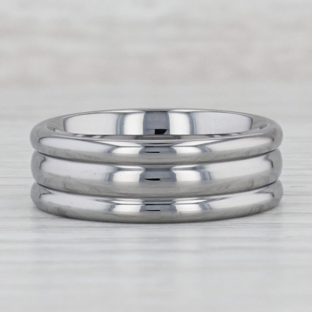 Gray New Beveled Tungsten Carbide Ring Men's Wedding Band Size 10