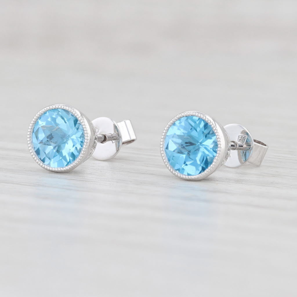 Light Gray New 1.85ctw Topaz Solitaire Stud Earrings 14k White Gold December Birthstone