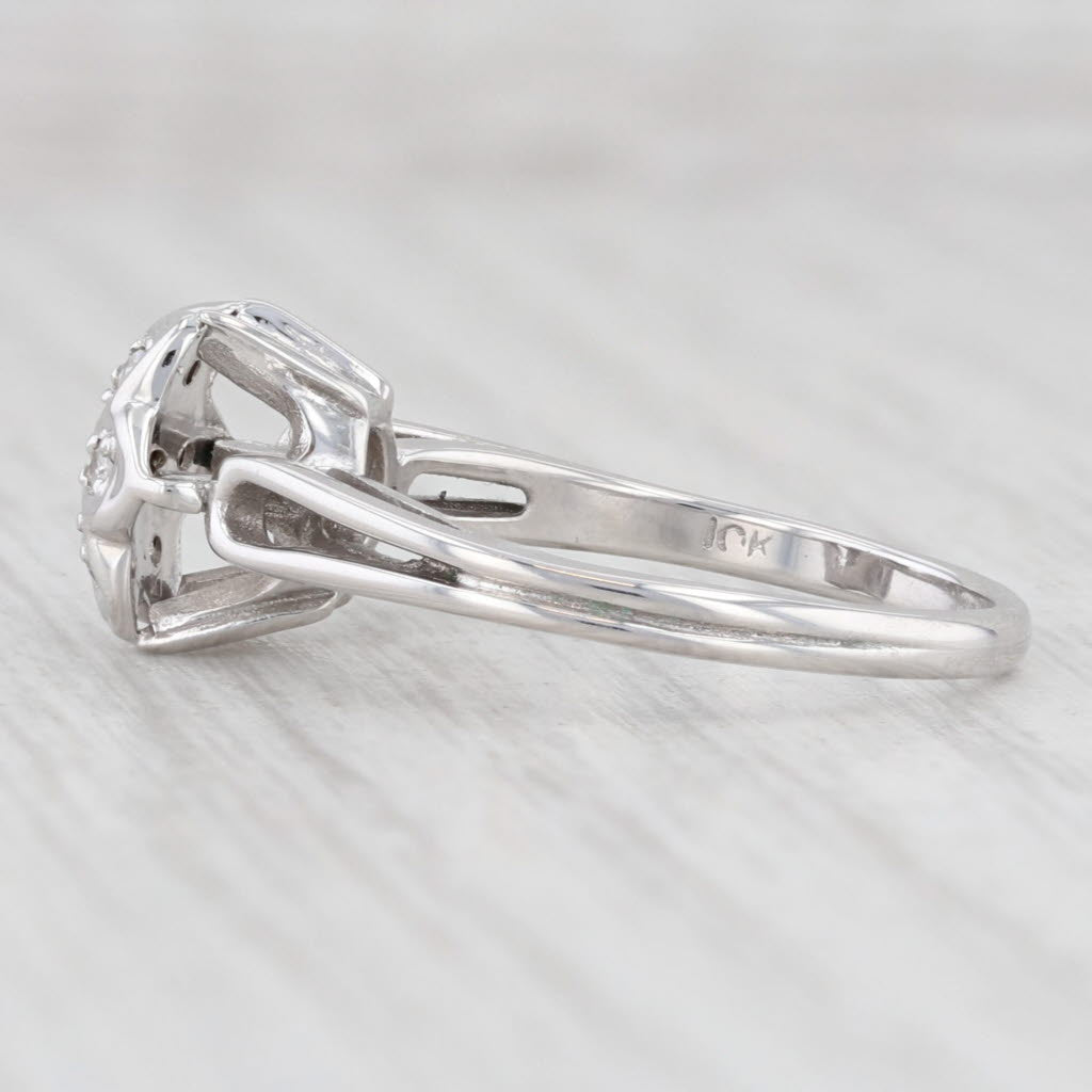 Light Gray 0.20ctw Diamond Flower Ring 10k White Gold Size 7 Floral Engagement