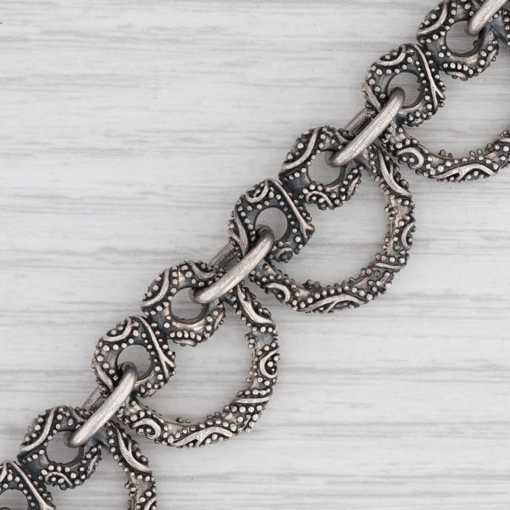 Light Gray New Ornate Gothic Statement Necklace Sterling Silver Cross Charm 18-20”