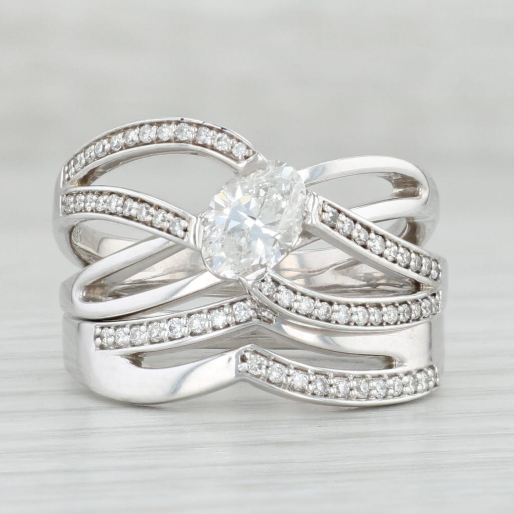 Light Gray New Malakan Diamond Engagement Ring Wedding Band Bridal Set 14k White Gold 6.25