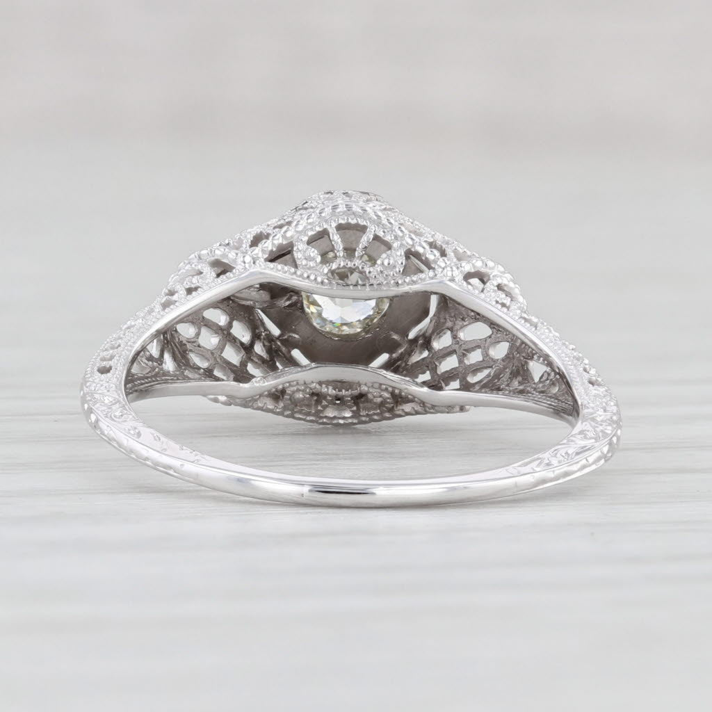Light Gray 0.25ctw Diamond Solitaire Engagement Ring 14k Gold Antique Style Filigree Size 7