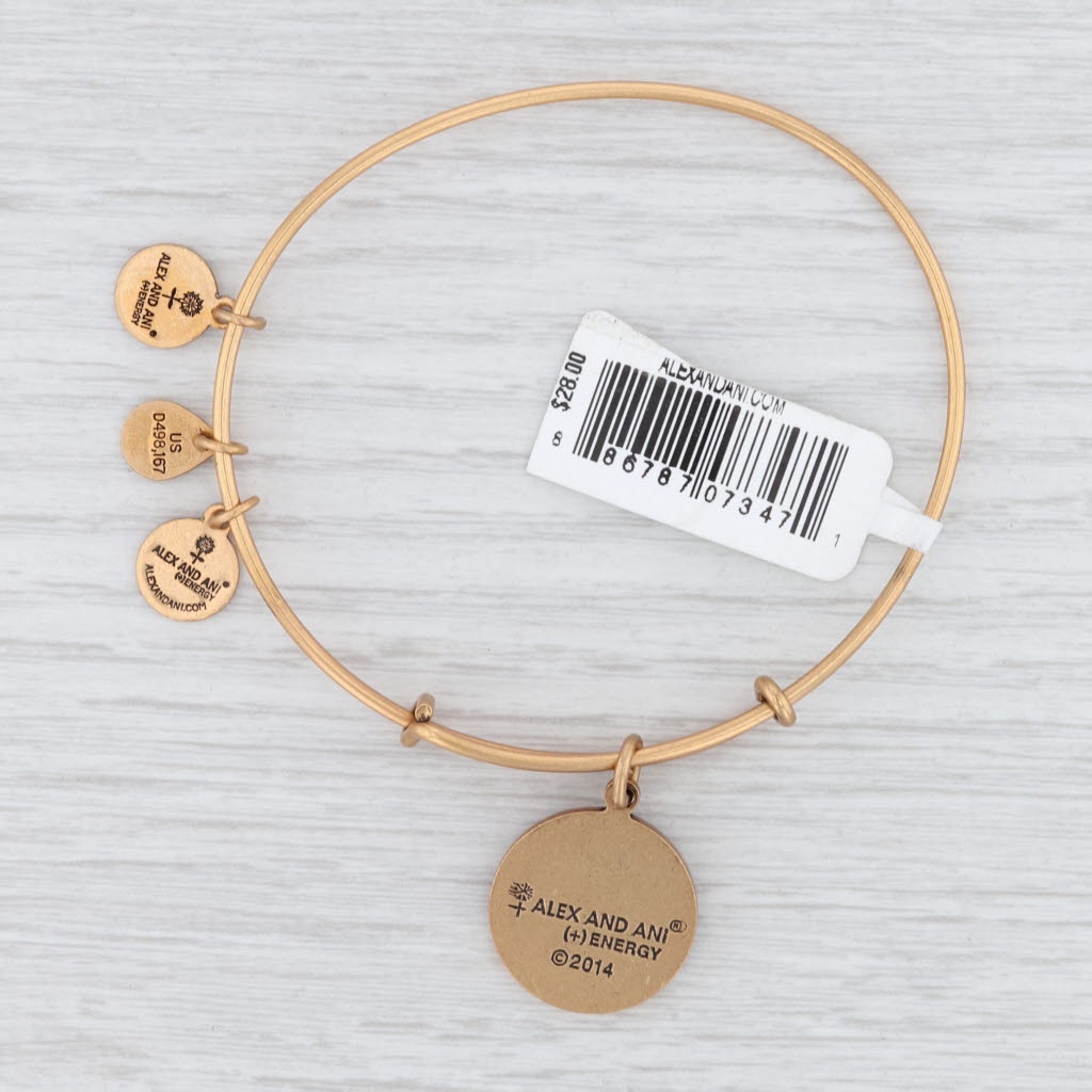 Light Gray New Alex and Ani Initial I Bangle Charm Bracelet Rafaelian Gold Expandable