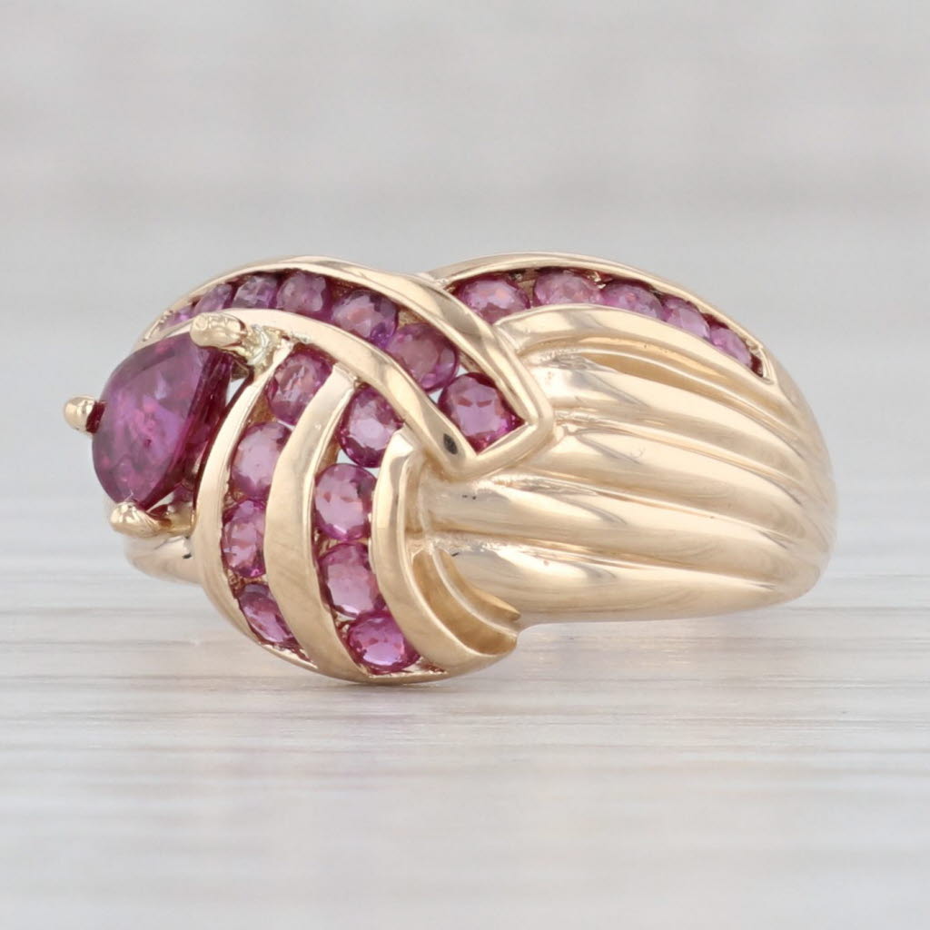 Light Gray 1.10ctw Pear Ruby Pink Sapphire Ring 14k Yellow Gold Size 5