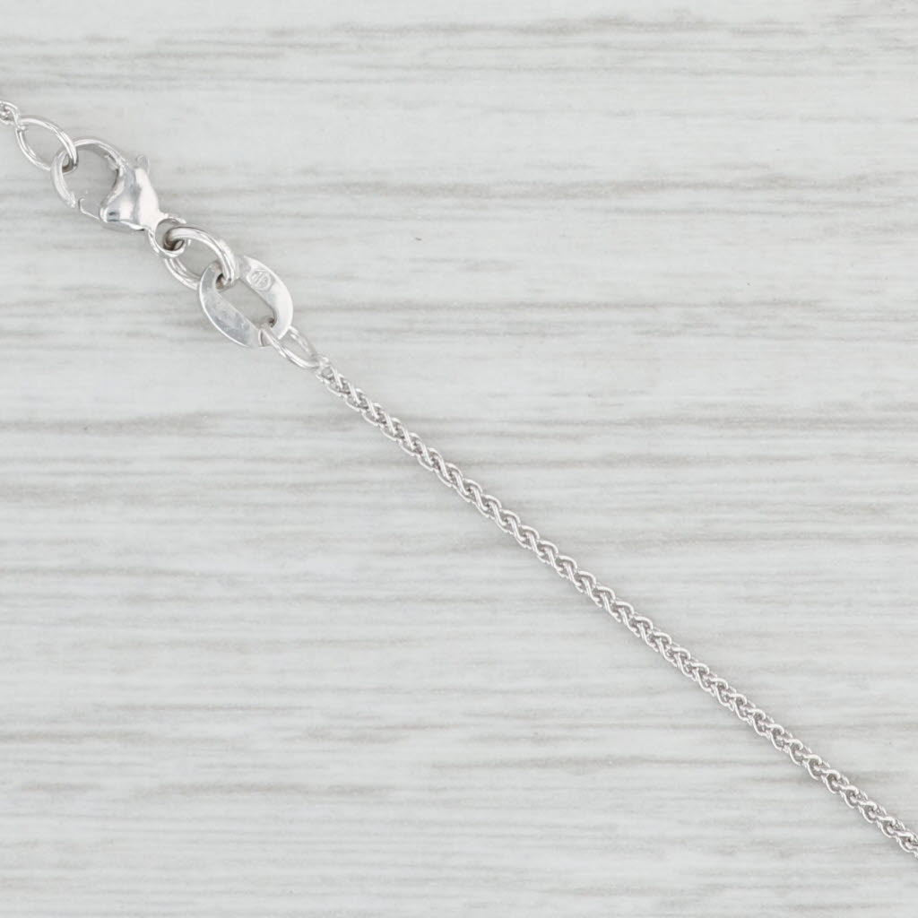 Light Gray New Spiga Wheat Chain Necklace 14k White Gold 18" 0.9mm Lobster Clasp