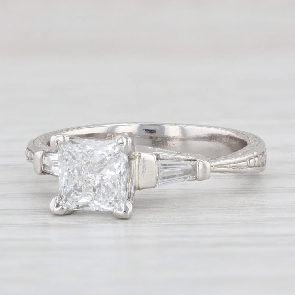 Light Gray 1.14ctw Princess Diamond Engagement Ring 950 Platinum Size 5.75 EGL USA