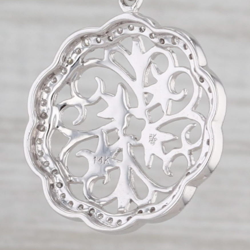 Light Gray New Beverley K Diamond Earrings 14k White Gold Filigree Openwork Drops
