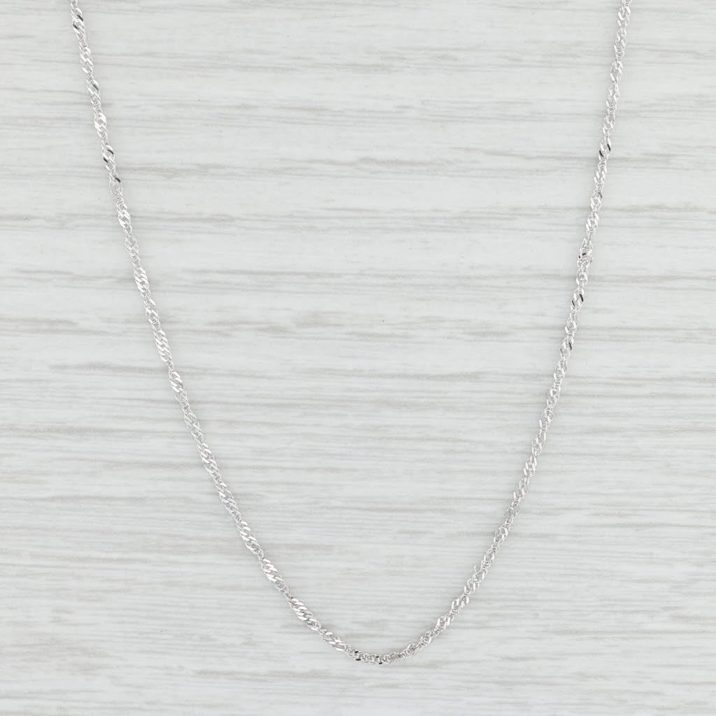 Light Gray 15.5" Singapore Chain Necklace 14k White Gold 1.4mm Italian