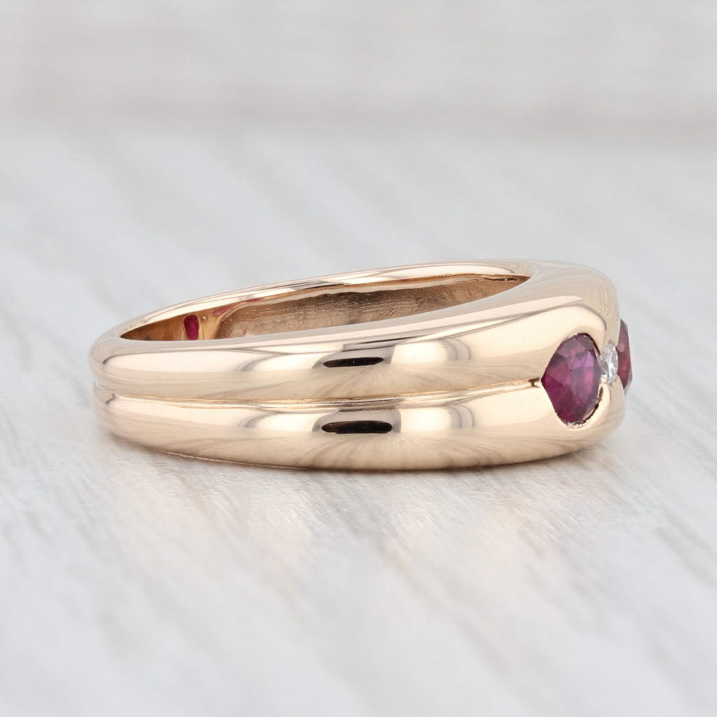 Light Gray 1.07ctw Garnet Ruby Diamond Ring 14k Rose Gold Size 7 Band 3-Stone