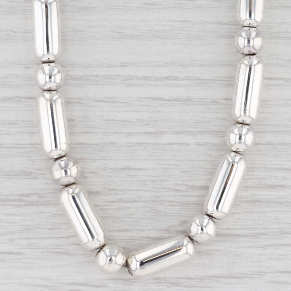 Light Gray New Bead Statement Necklace Pendant Sterling Silver 17.5" 8.3mm