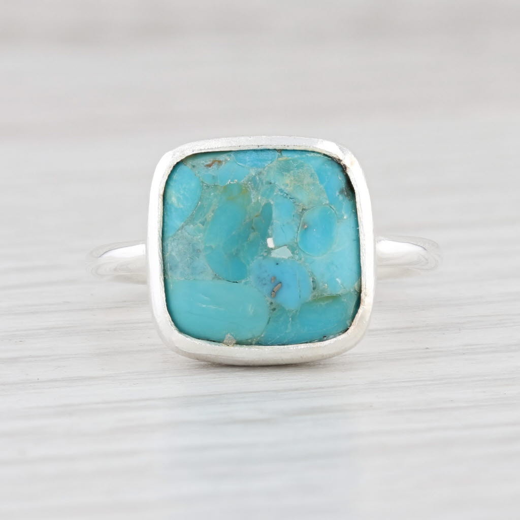 Light Gray New Nina Nguyen Marbled Turquoise Ring Sterling Silver Size 7 Solitaire