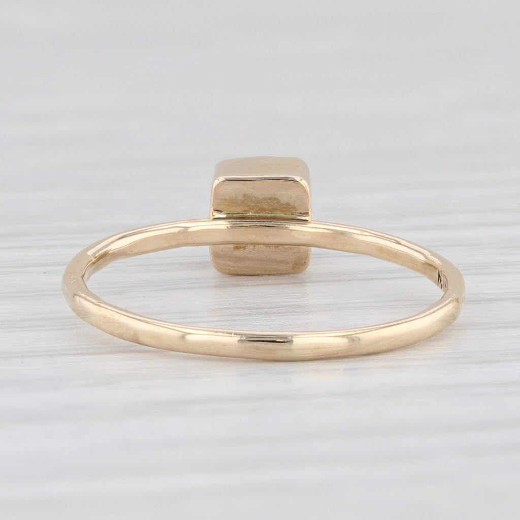 Light Gray Rough Cut Diamond Crystal Solitaire Ring 18k Yellow Gold Size 6.5