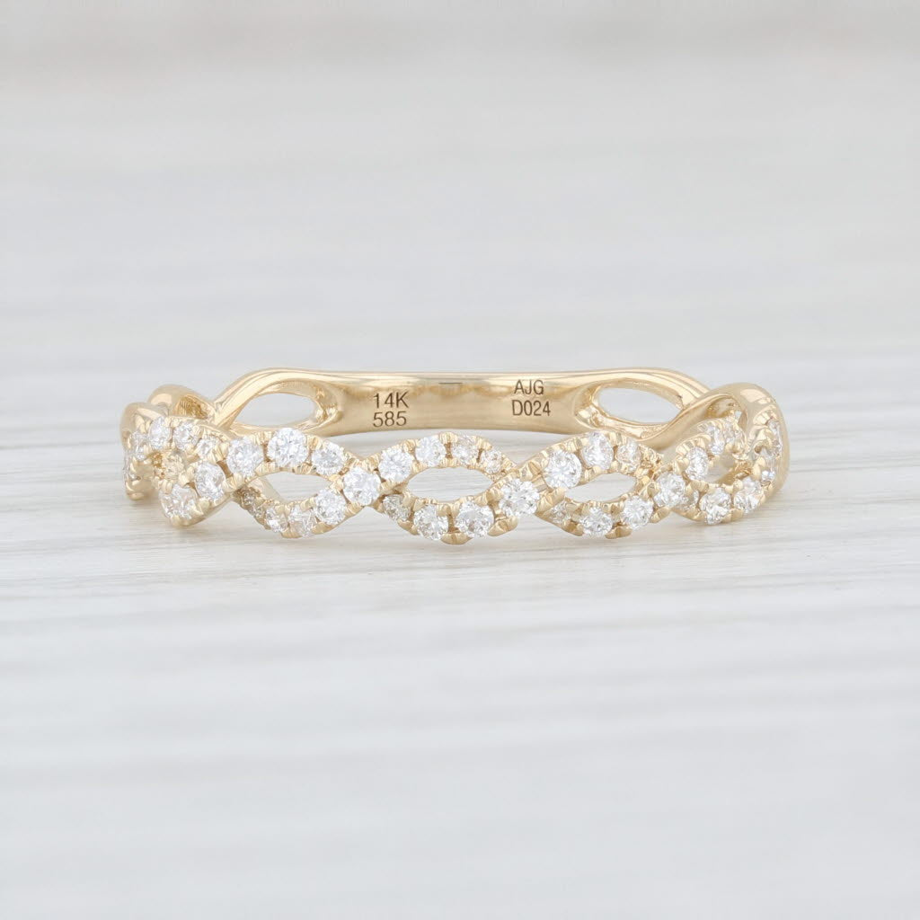 Light Gray New 0.25ctw Diamond Weave Stackable Ring 14k Yellow Gold Size 7.25 Wedding Band