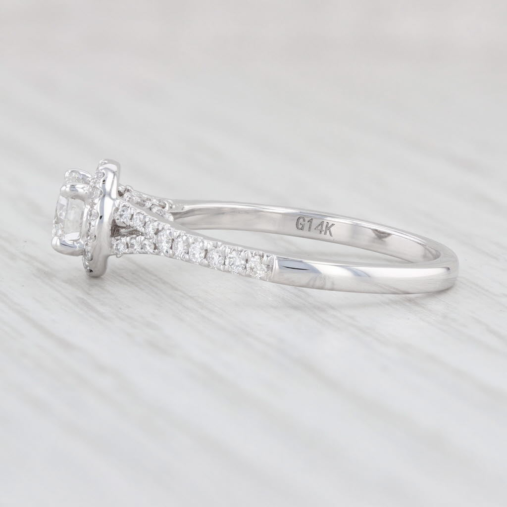 Light Gray New 0.82ctw VVS1 Round Diamond Halo Diamond Engagement Ring 14k White Gold