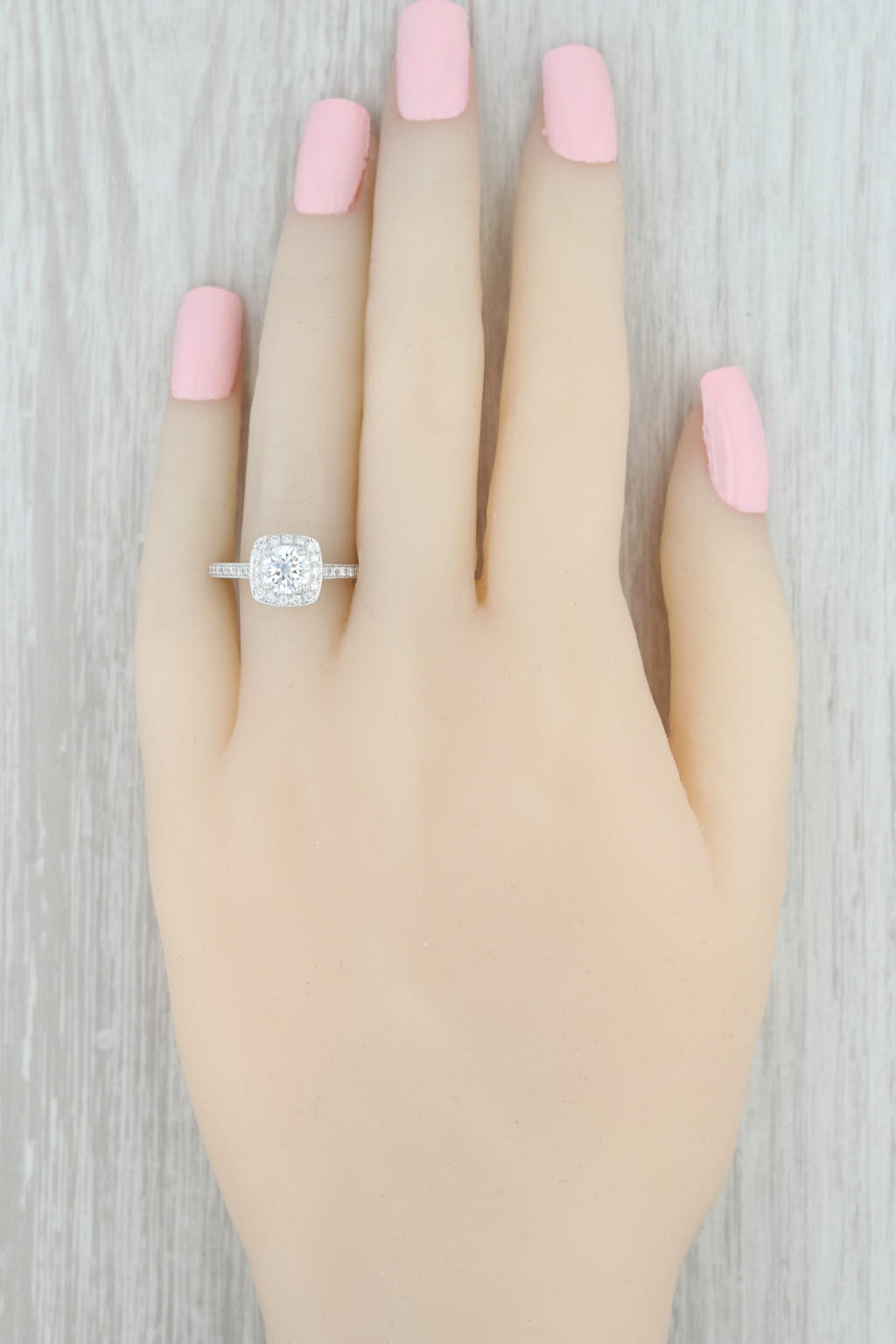 Light Gray New Beverley K Semi Mount Diamond Halo Engagement Ring 14k Gold Size 6.75 Round