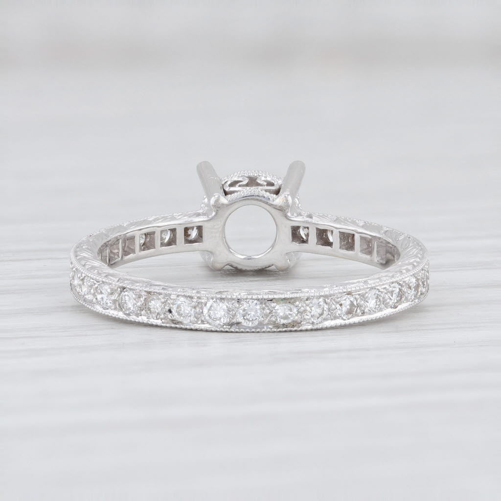 Light Gray New Beverley K Round Semi Mount Eternity Ring 18k White Gold Size 6.5 Diamonds