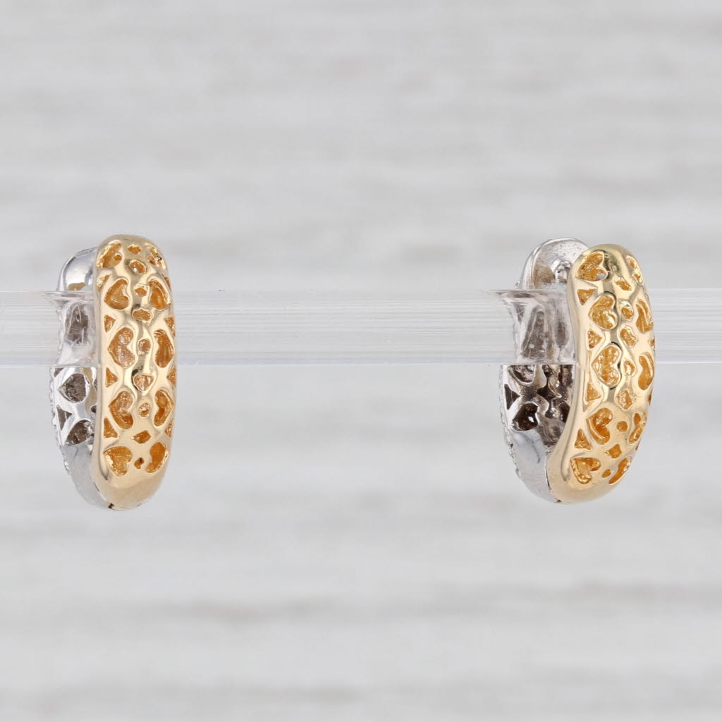 Light Gray 0.60ctw Diamond Hoop Huggie Earrings 18k White Yellow Gold Snap Top Pierced
